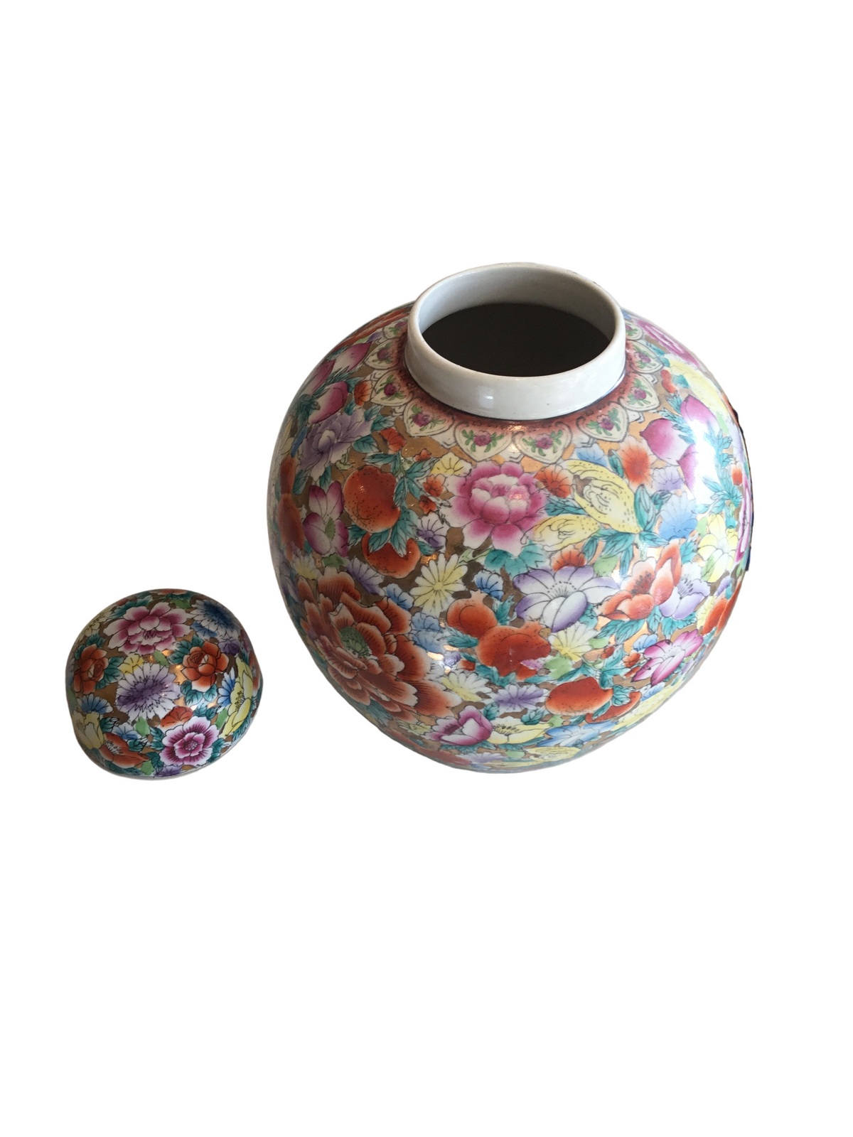 asian floral ginger jar
