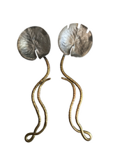 Load image into Gallery viewer, silver and gold lily pad salad utensils