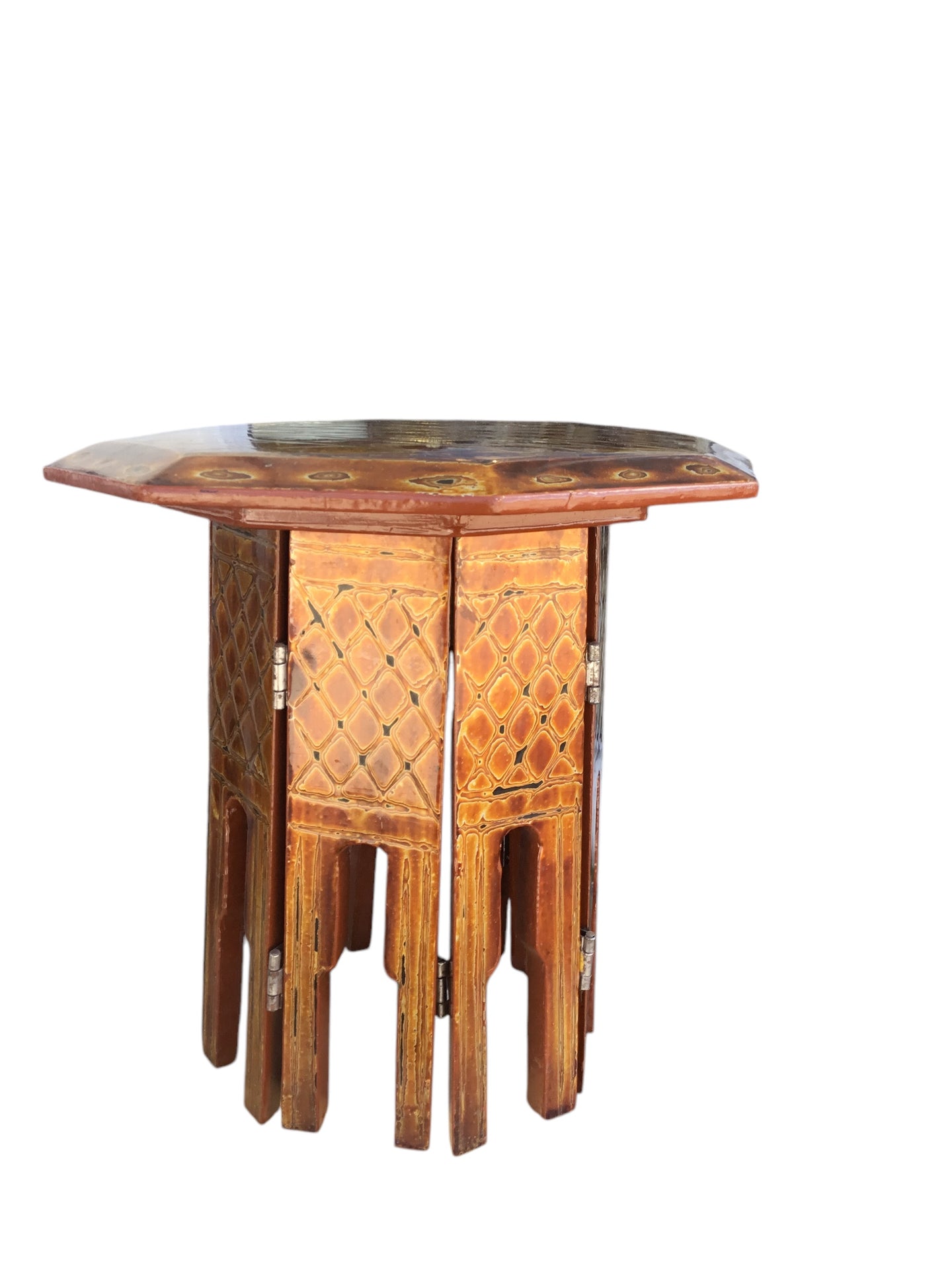 Vintage Wood Lacquered and Hand Painted Table