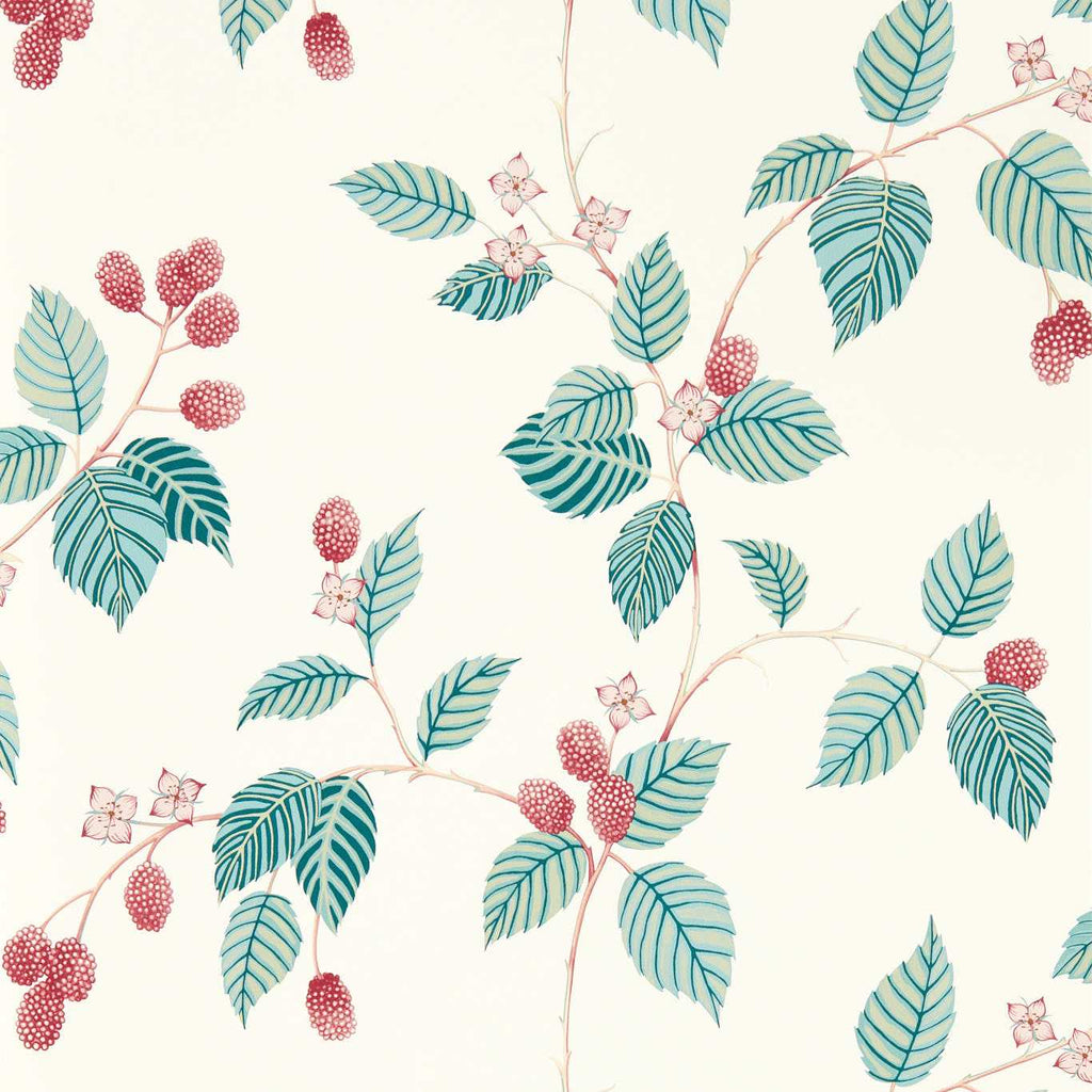 Rubus Wallpaper by Sanderson - Raspberry