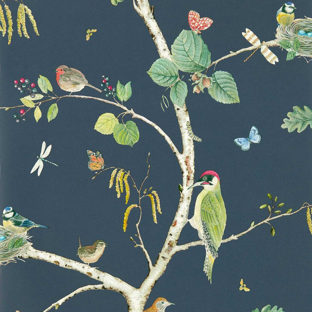 Woodland Chorus Wallpaper by Sanderson - Charcoal