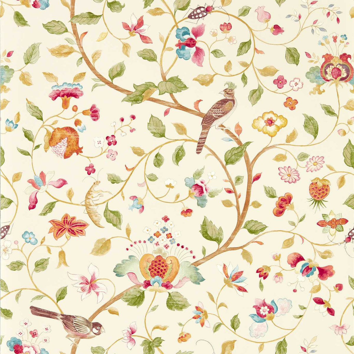 Aril's Garden Wallpaper by Sanderson - Olive/Mulberry