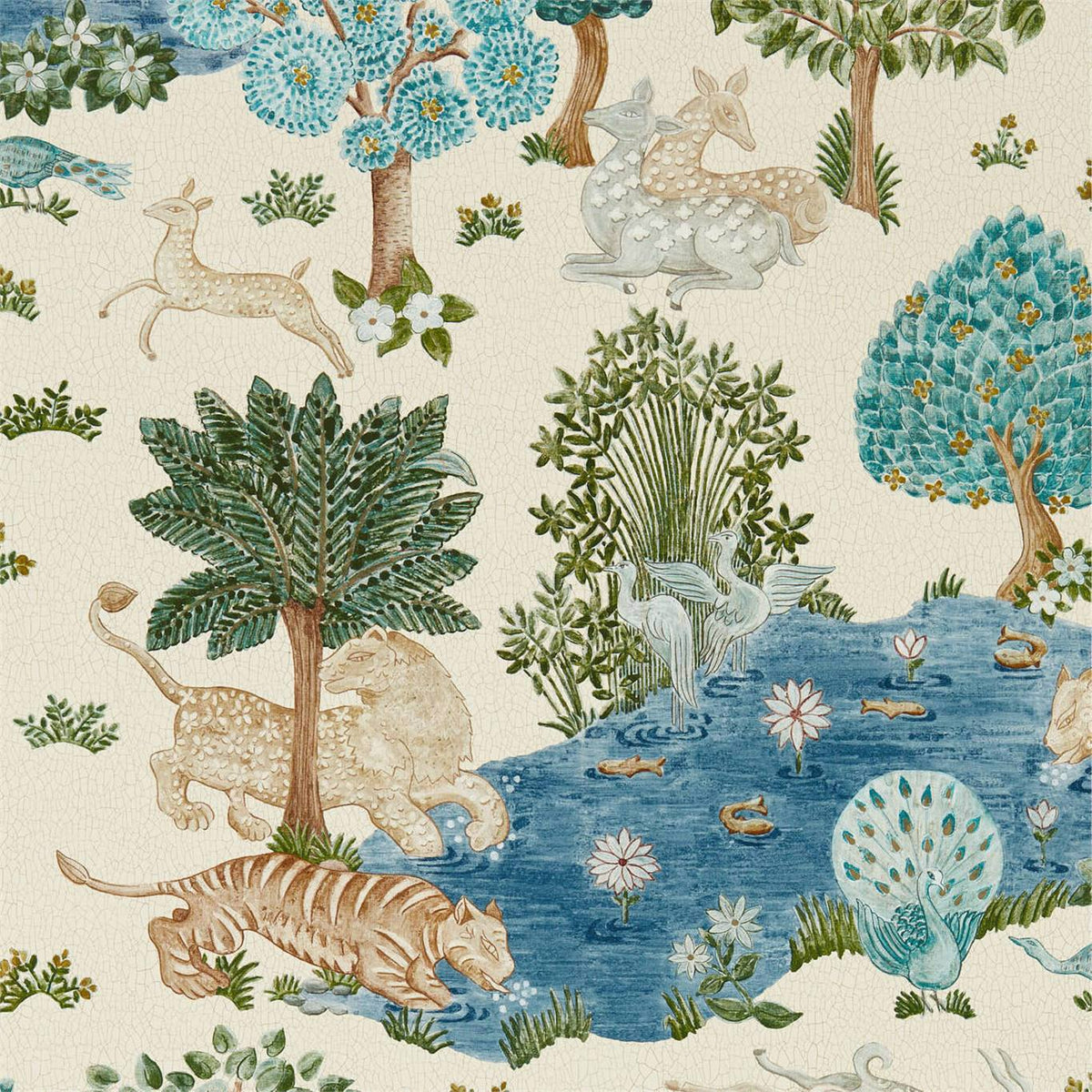 Pamir Garden Wallpaper by Sanderson - Cream/Nettle