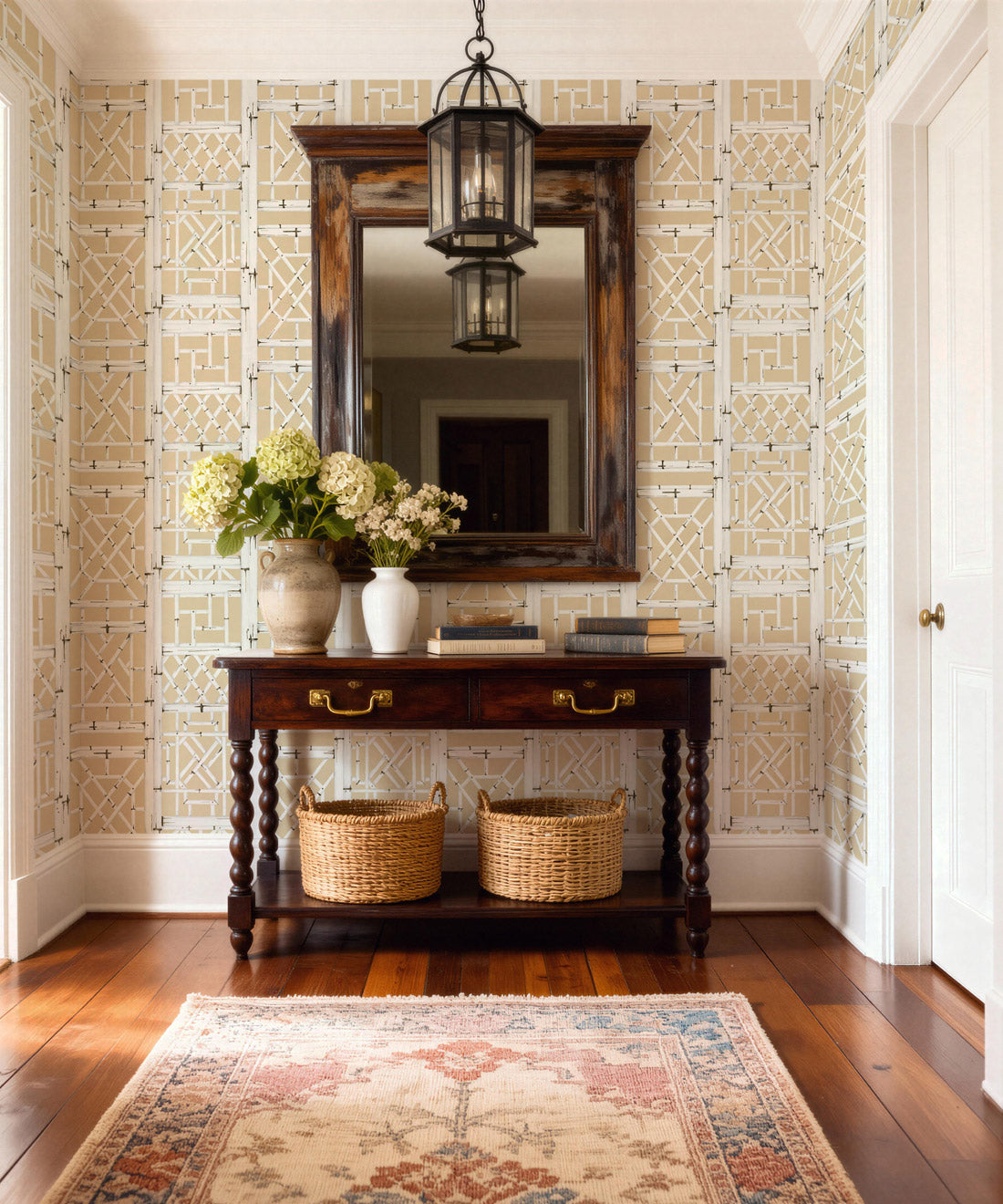 Bon Vivant Collection by Diane Bergeron - Briland Decorative Textile Wallpaper - Colourway: Camel - Insitu