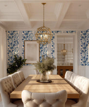 Load image into Gallery viewer, Bon Vivant Collection by Diane Bergeron - Edith Decorative Textile Wallpaper - Colourway: Blue - Insitu