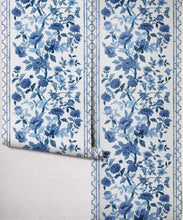 Load image into Gallery viewer, Bon Vivant Collection by Diane Bergeron - Edith Decorative Textile Wallpaper - Colourway: Blue - Roll