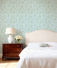 Load image into Gallery viewer, Bon Vivant Collection by Diane Bergeron - Libby Decorative Textile Wallpaper - Colourway: Duck Egg - Insitu
