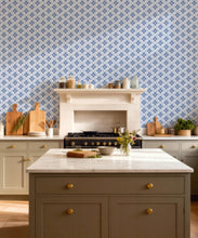 Load image into Gallery viewer, Bon Vivant Collection by Diane Bergeron - Mandalay Decorative Textile Wallpaper - Colourway: Blue - Insitu