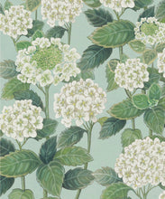 Load image into Gallery viewer, Hydrangea Garden Decorative Textile Wallpaper - Colorway: Blue White - Woven Light Collection - Decorative Textile Wallcoverings