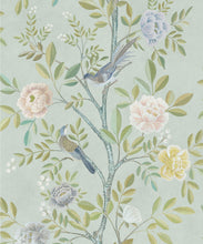 Load image into Gallery viewer, Chinoiserie Decorative Textile Wallpaper - Colorway: Aqua - Woven Light Collection - Decorative Textile Wallcoverings