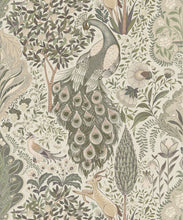 Load image into Gallery viewer, Peacock Garden Decorative Textile Wallpaper - Colorway: Linen - Woven Light Collection - Decorative Textile Wallcoverings