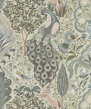 Load image into Gallery viewer, Peacock Garden Decorative Textile Wallpaper - Colorway: Periwinkle - Woven Light Collection - Decorative Textile Wallcoverings