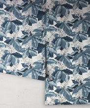 Load image into Gallery viewer, Horse Chestnut Decorative Textile Wallpaper - Colorway: Indigo - Fable Collection by M&amp;K Studios - Roll