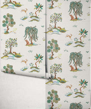 Load image into Gallery viewer, Willow Wood Decorative Textile Wallpaper - Colourway: Seaglass - Roll