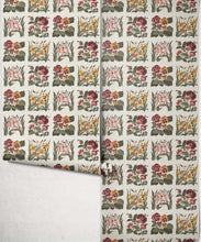 Load image into Gallery viewer, Flower Patch Decorative Textile Wallpaper - Colourway: Plum - Roll