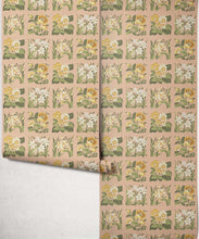 Load image into Gallery viewer, Flower Patch Decorative Textile Wallpaper - Colourway: Rose - Roll