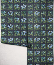 Load image into Gallery viewer, Flower Patch Decorative Textile Wallpaper - Colourway: Teal - Roll