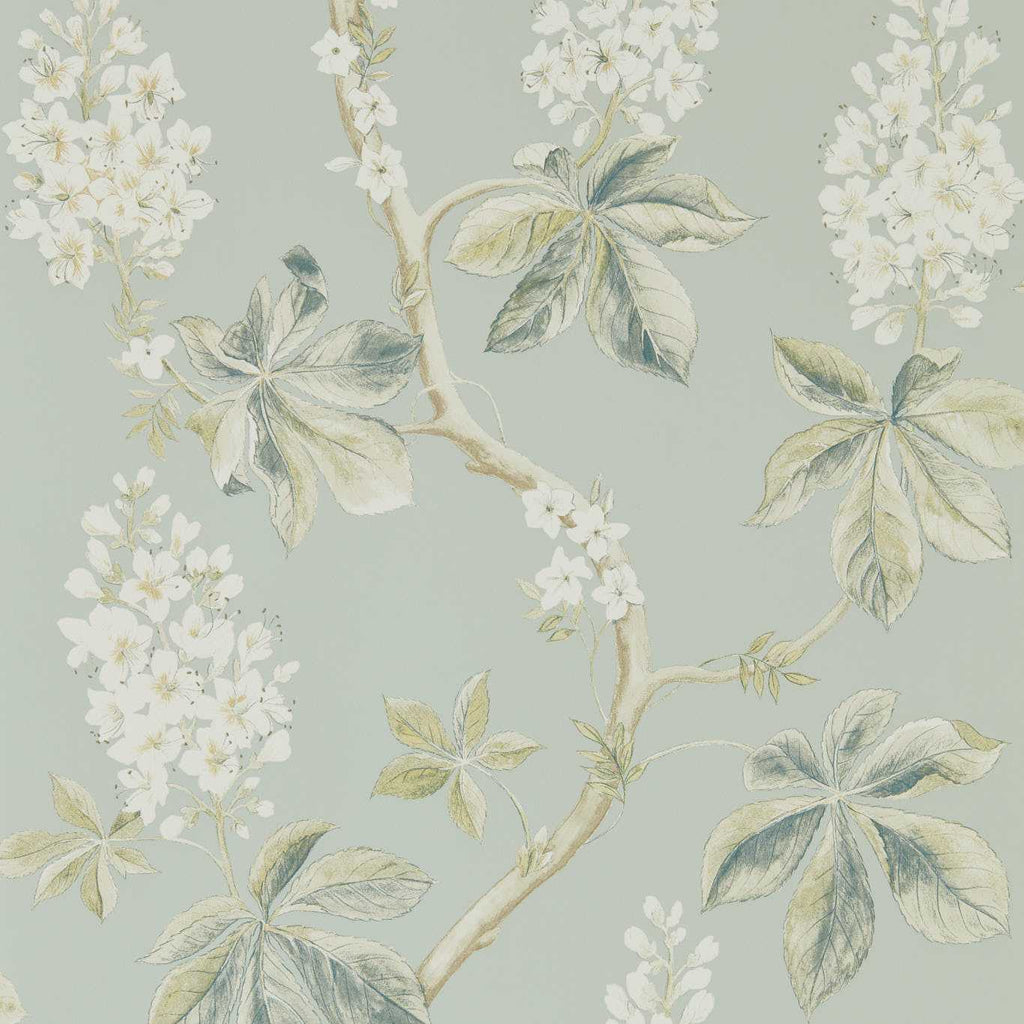 Chestnut Tree Wallpaper by Sanderson - Grey Blue/Sage