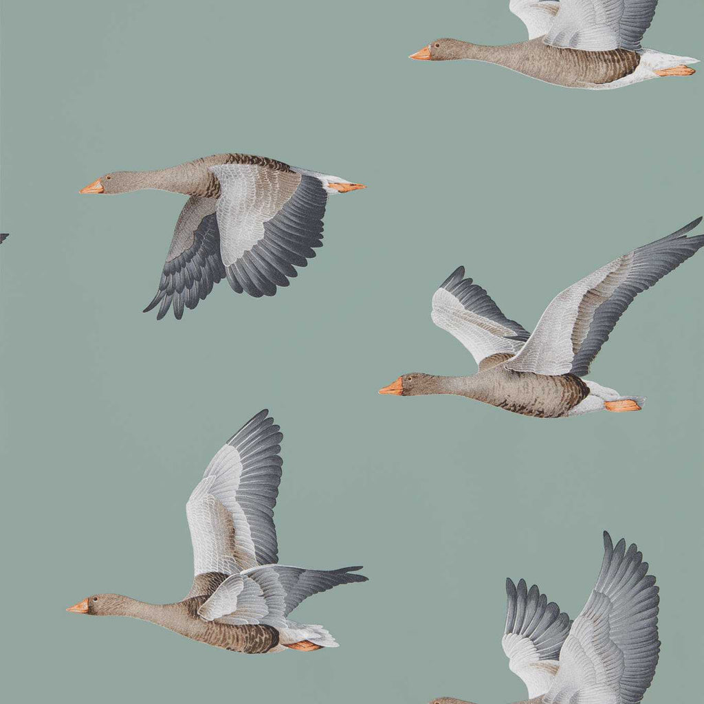 Elysian Geese Wallpaper by Sanderson - Blue Clay