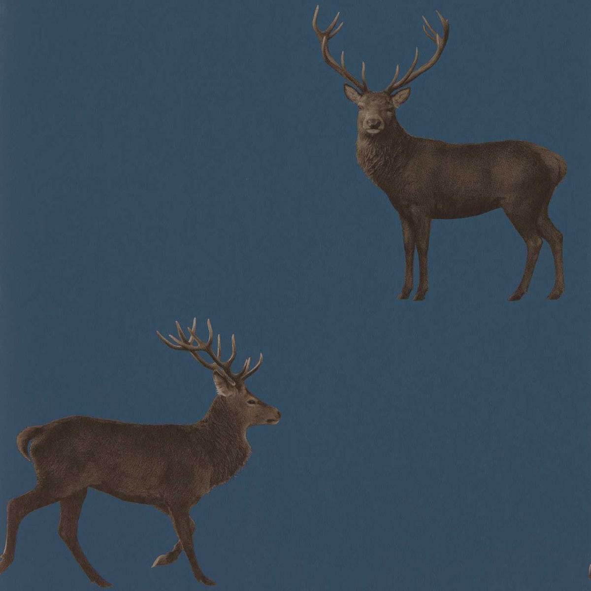 Evesham Deer Wallpaper by Sanderson - Indigo