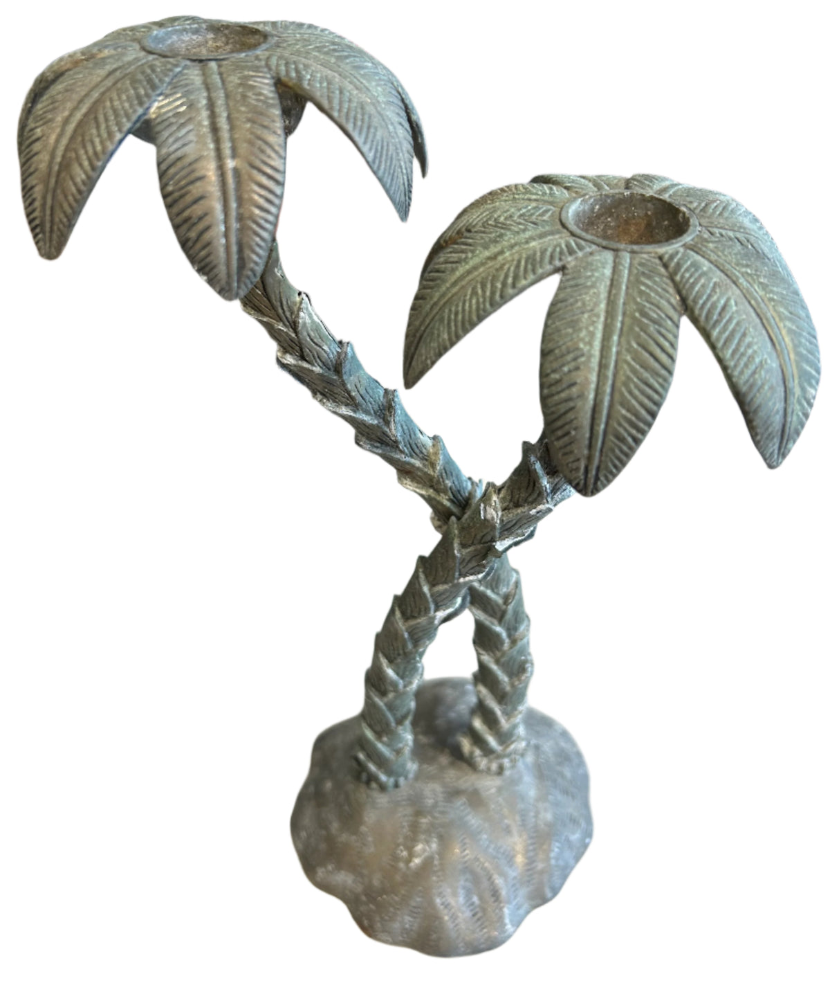 patina palm tree taper holder