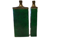 Load image into Gallery viewer, green malachite vases-pair