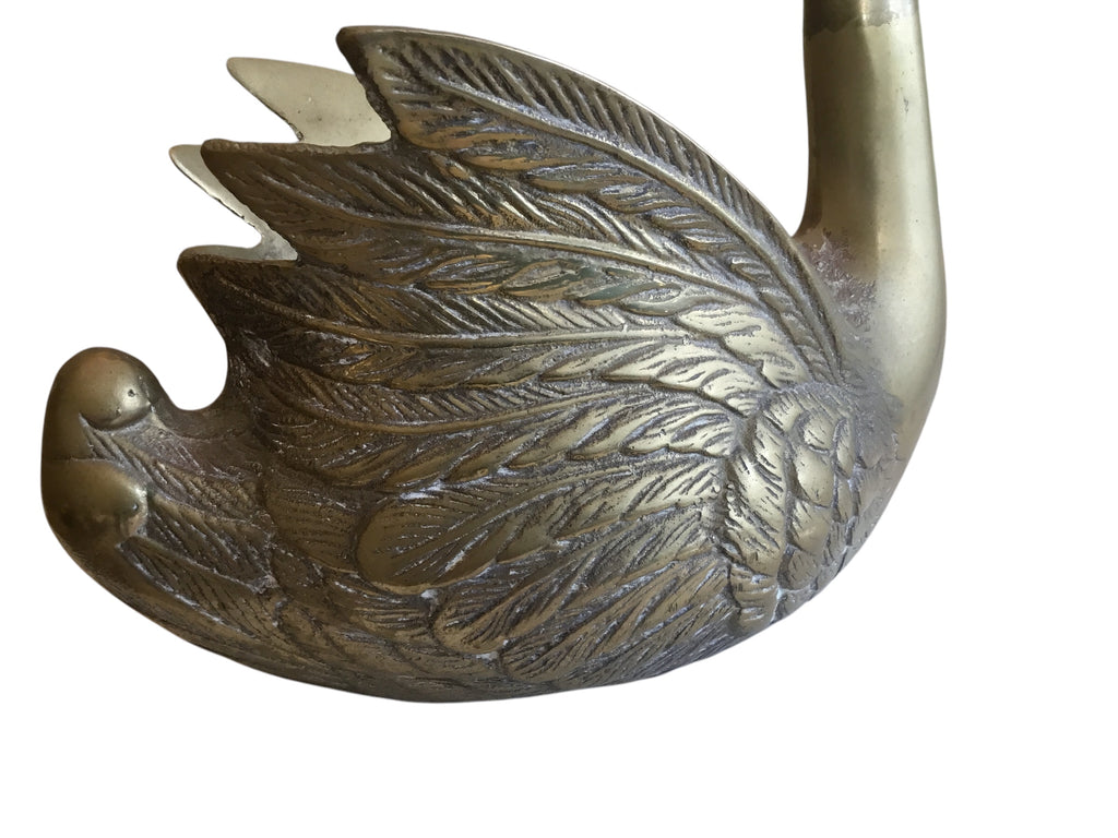 pair of brass swans