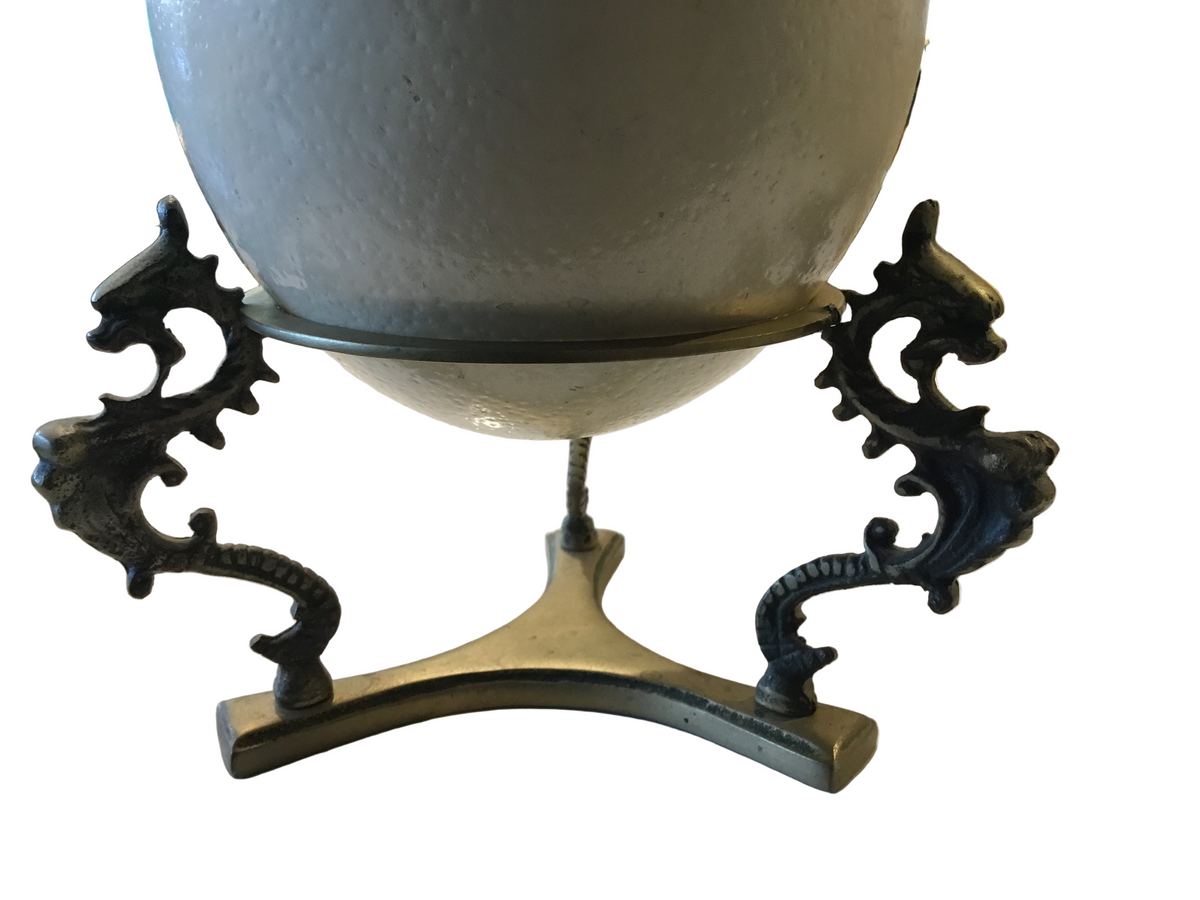 Ostrich Egg with solid brass base