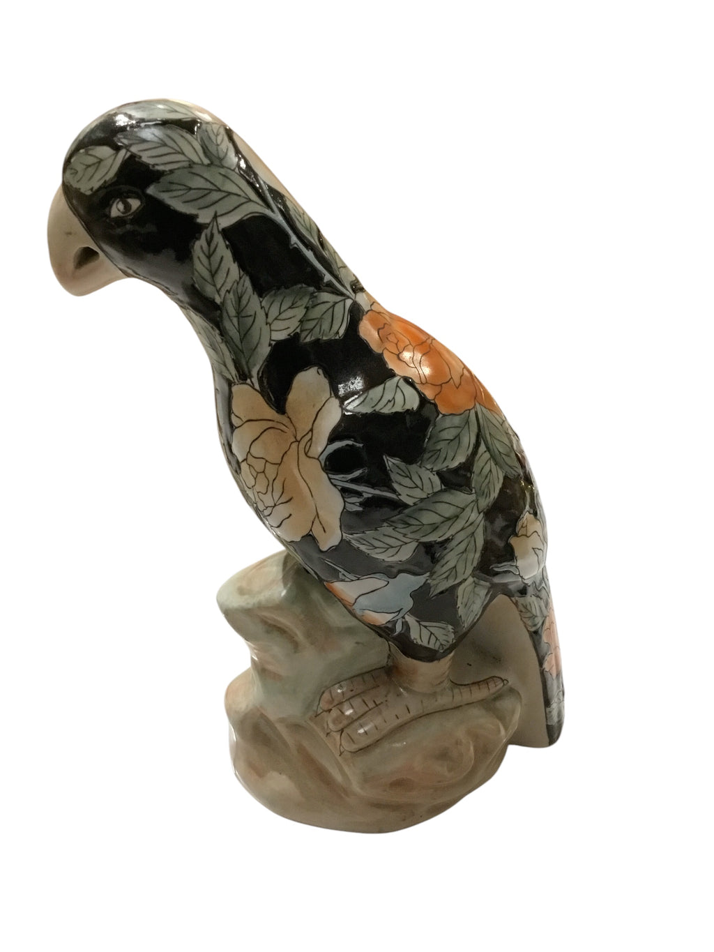vintage asian handpainted ceramic parrot