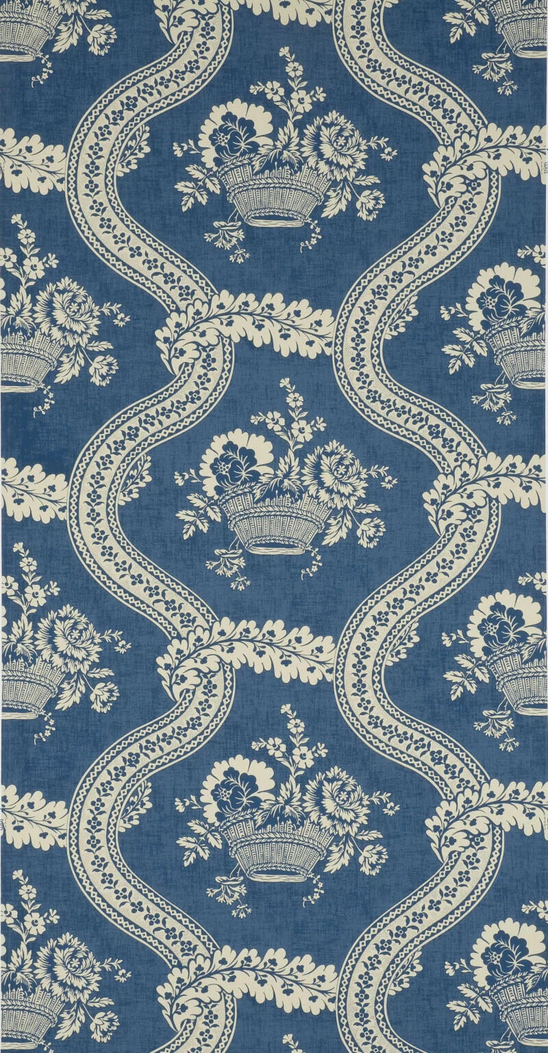 Wallpaper les paniers fleuris wallpaper in Bleu ancien