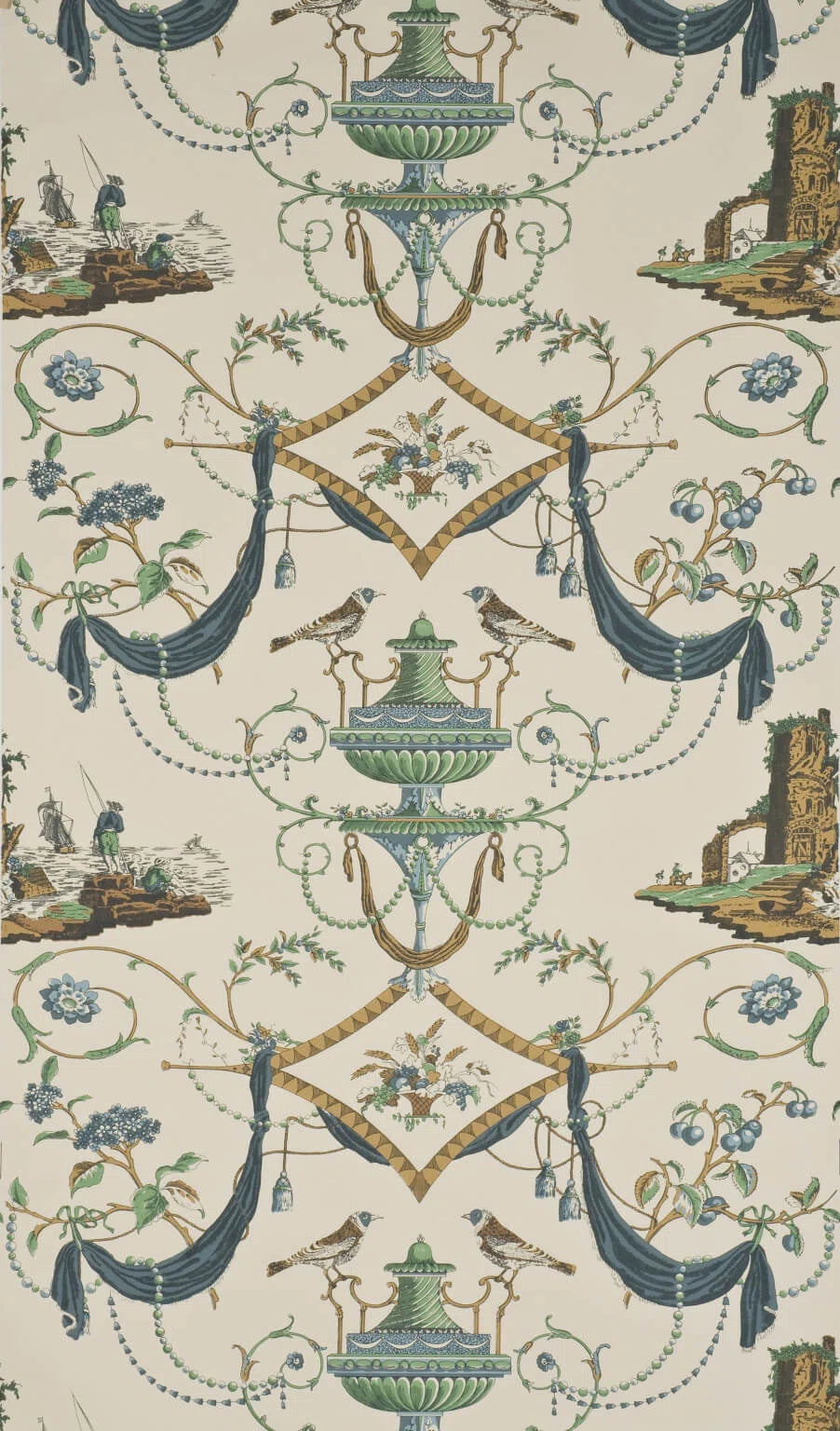 Wallpaper bazoches wallpaper in Bleu vert