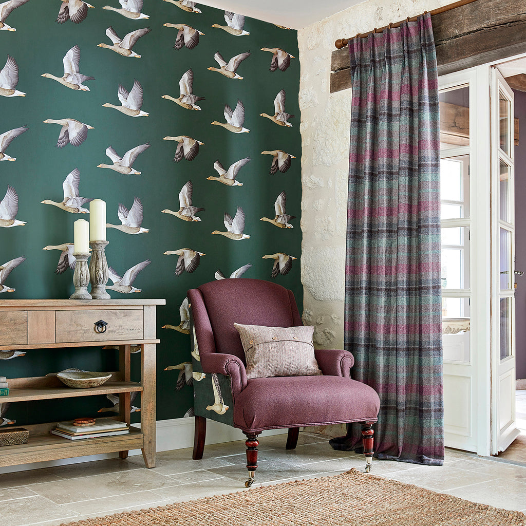 Elysian Geese Wallpaper by Sanderson lifestyle room scene