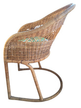 Load image into Gallery viewer, pair rattan dining chairs and fabric cushion