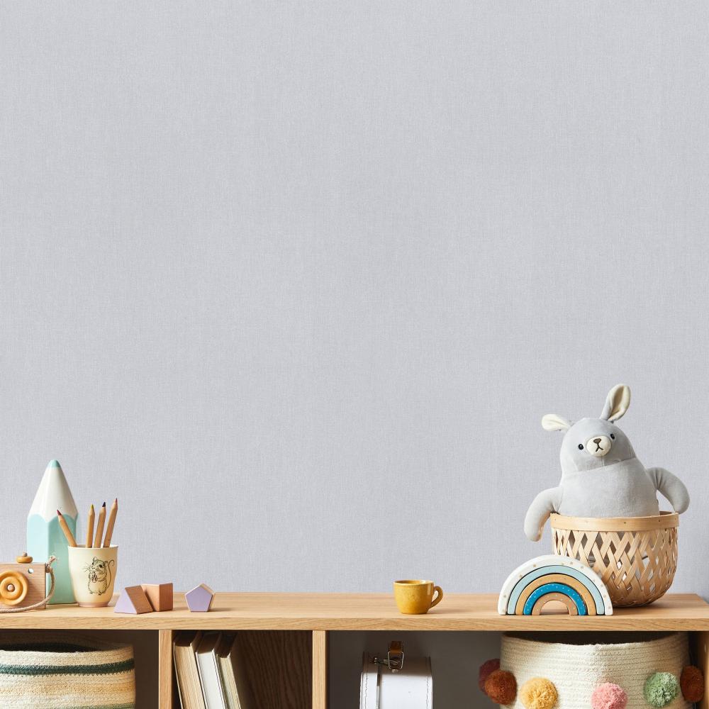 Fine Linen Wallpaper - Grey room view