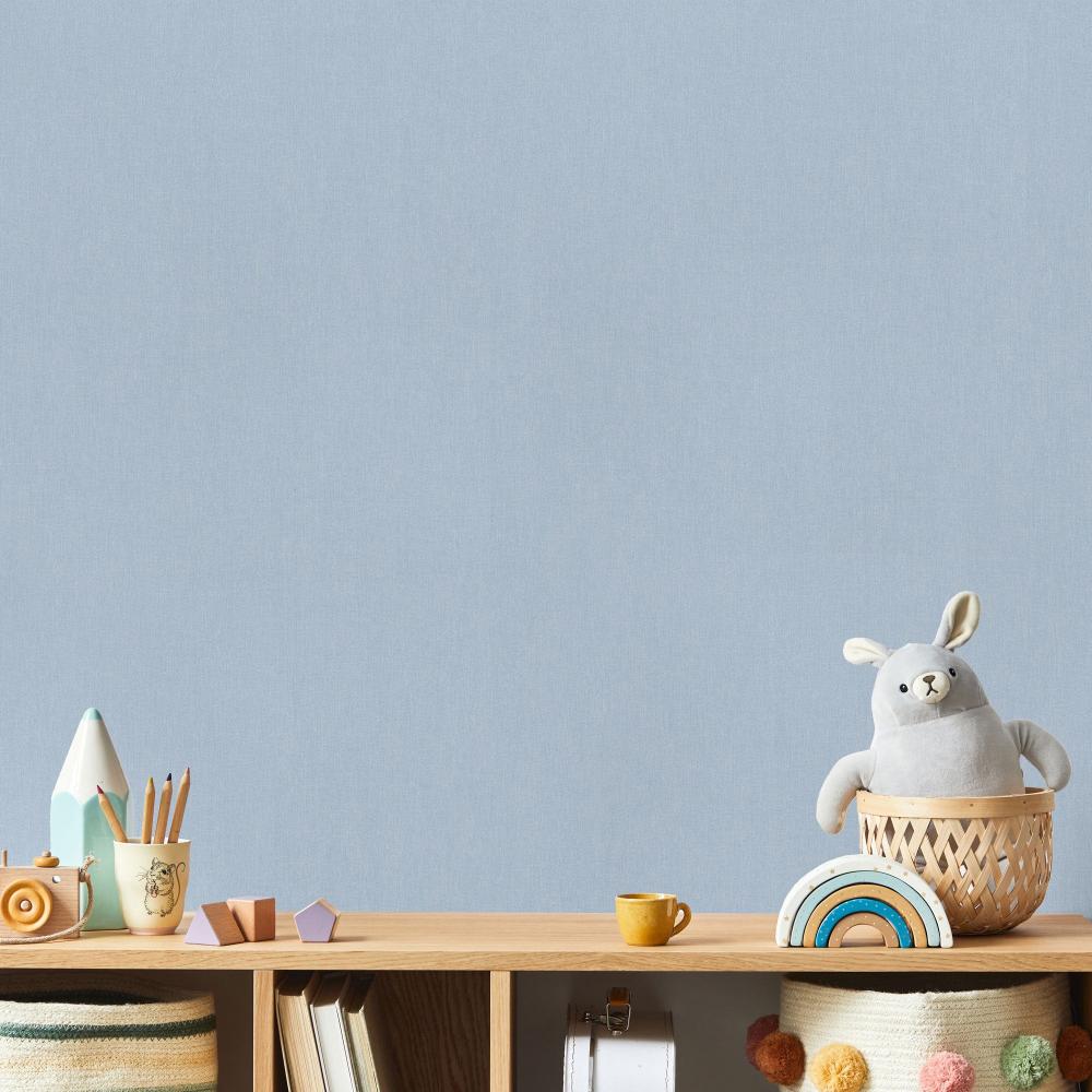 Fine Linen Wallpaper - Blue room view