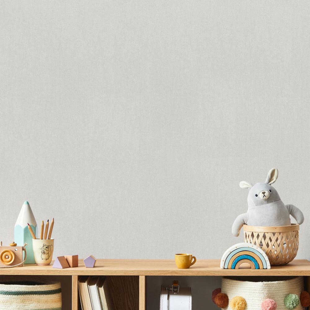 Fine Linen Wallpaper - Beige room view