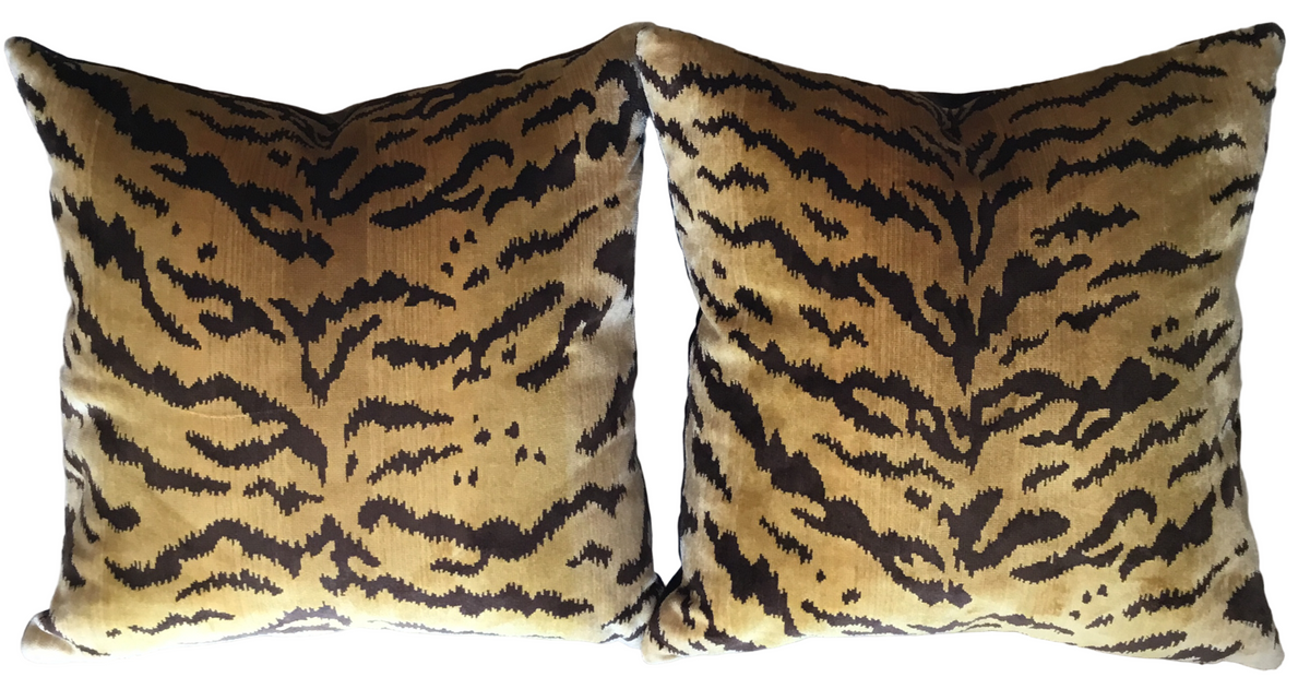 pair of tigre scalamandre print pillows