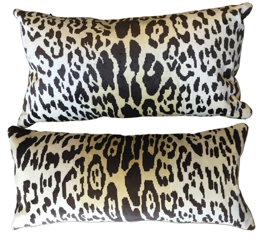 scalamandre leopard lumbar silk pillow pair