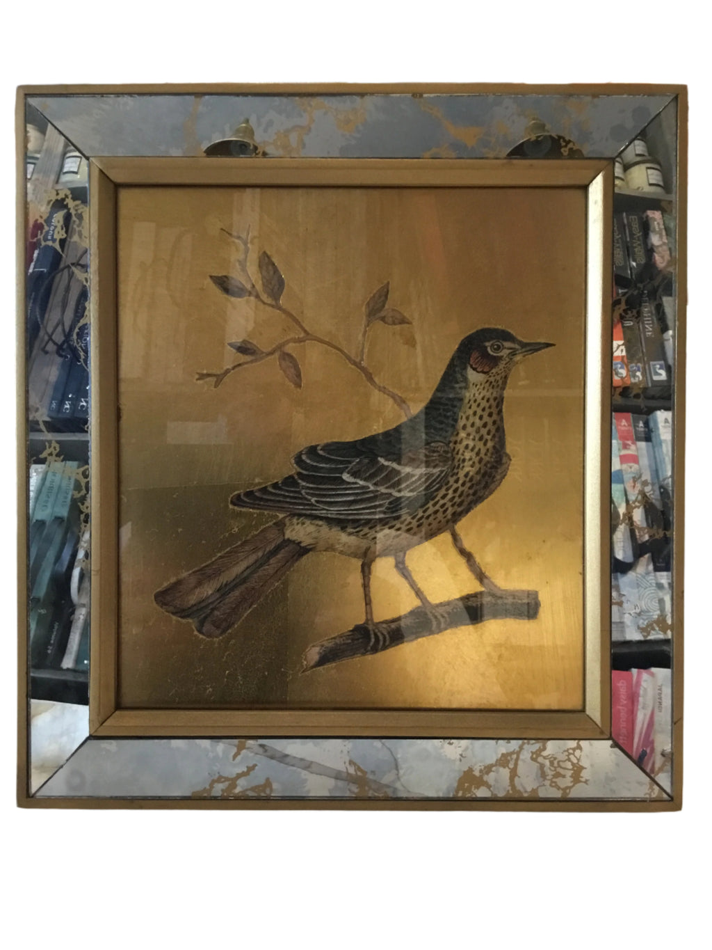 set of early 20th century bird print with gold leaf -