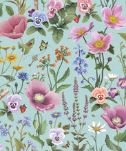 Load image into Gallery viewer, Garden of Dreams Wallpaper - Fleur Harris - Enchanted Gardens Collection - Colorway: Crystal Blue - Swatch