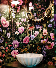 Load image into Gallery viewer, Garden of Dreams Wallpaper - Fleur Harris - Enchanted Gardens Collection - Colorway: Dark Moss - Insitu