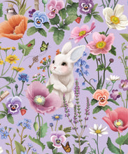 Load image into Gallery viewer, Garden of Bunnies Wallpaper - Fleur Harris - Enchanted Gardens Collection - Colorway: Lilac - Swatch