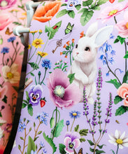 Load image into Gallery viewer, Garden of Bunnies Wallpaper - Fleur Harris - Enchanted Gardens Collection - Colorway: Lilac - Roll