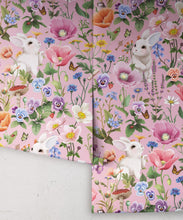 Load image into Gallery viewer, Garden of Bunnies Wallpaper - Fleur Harris - Enchanted Gardens Collection - Colorway: Pink Bloom - Roll