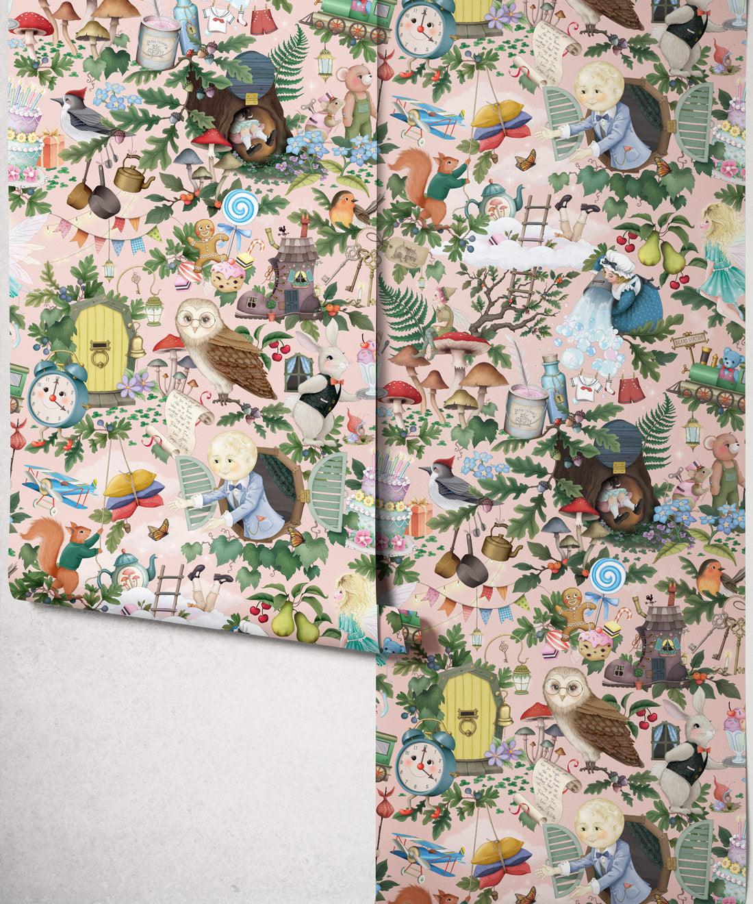 The Faraway Tree Wallpaper - Colourway: Blush - Insitu