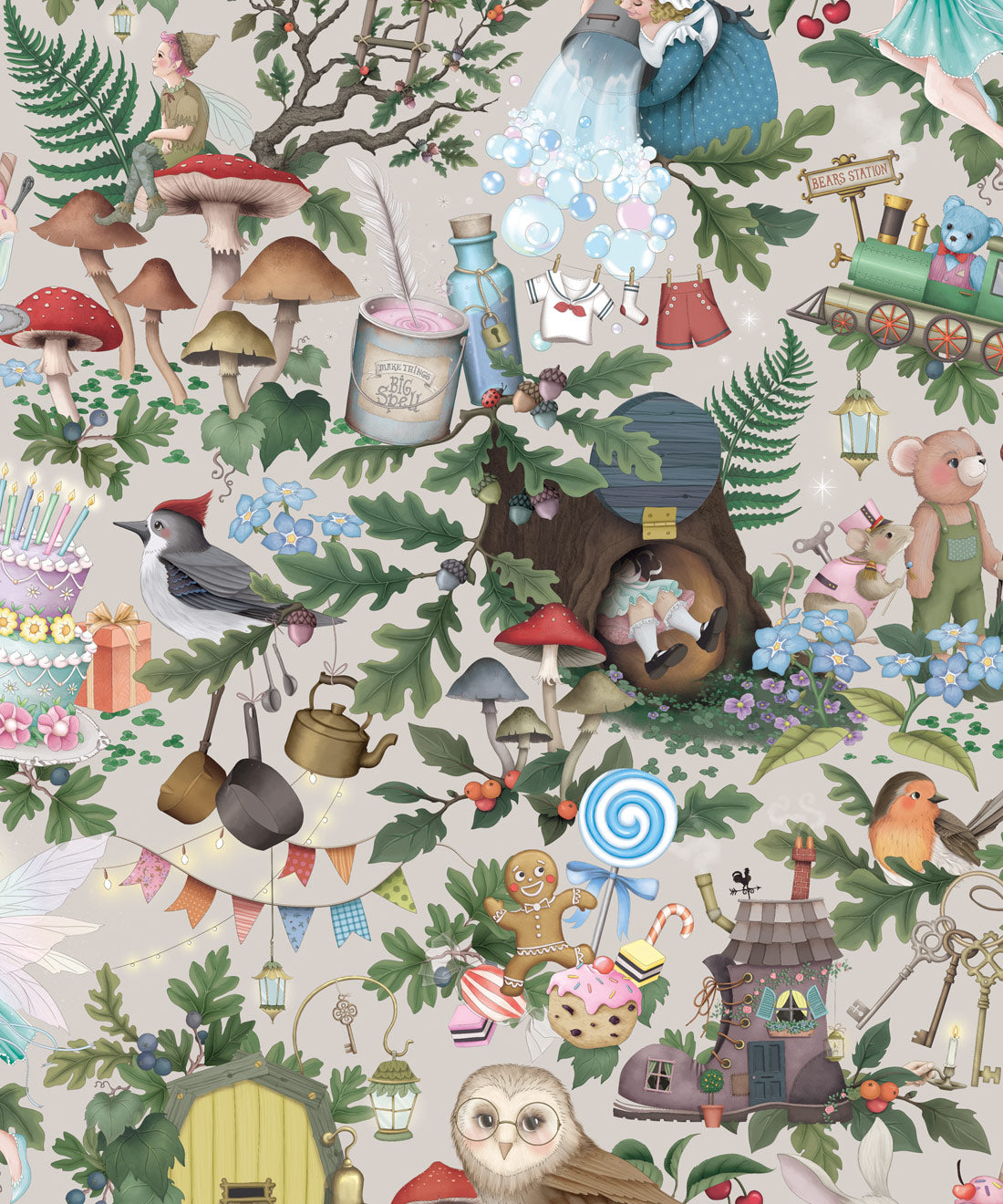 The Faraway Tree Wallpaper - Colourway: Mushroom - Swatch