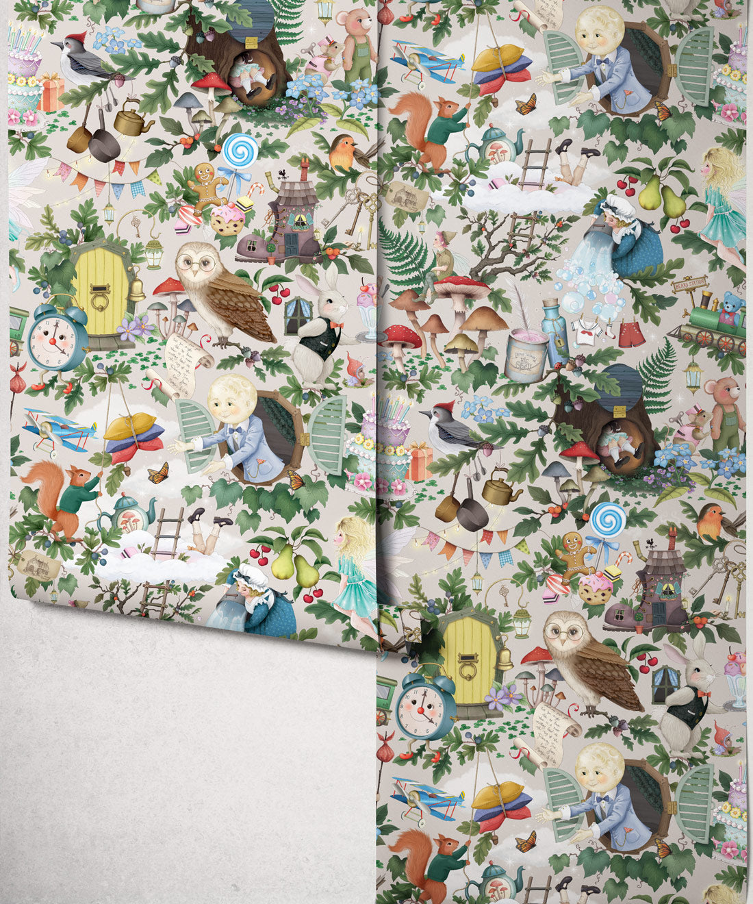 The Faraway Tree Wallpaper - Colourway: Mushroom - Insitu