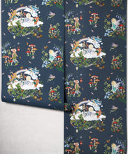 Load image into Gallery viewer, Land of Enchantments Wallpaper - Colourway: Navy - Insitu