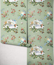 Load image into Gallery viewer, Land of Enchantments Wallpaper - Colourway: Sage - Insitu