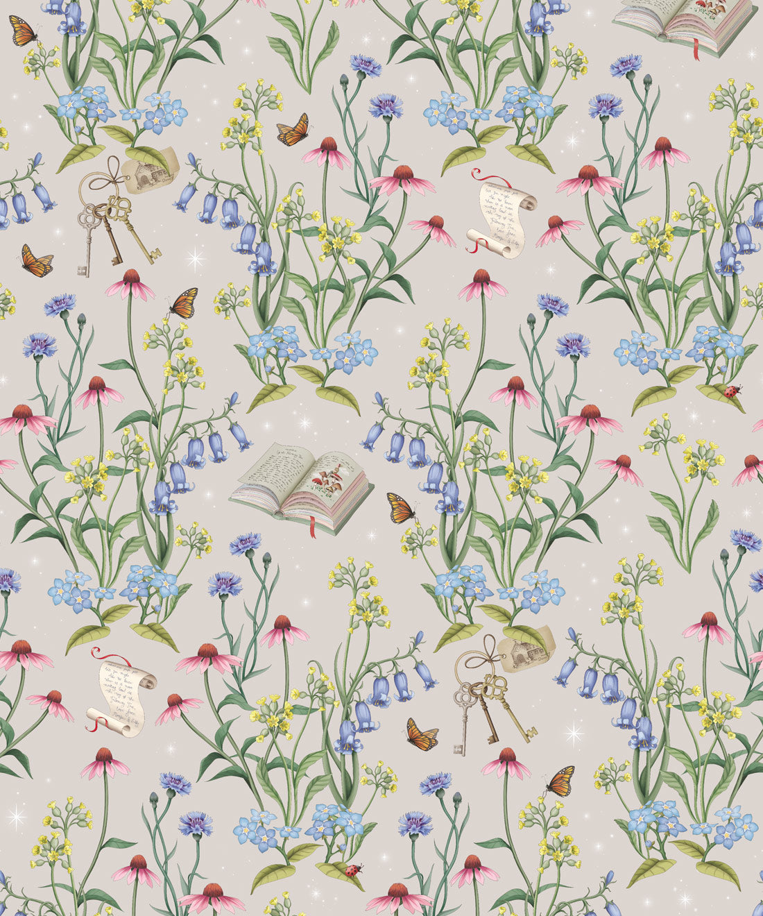 Storybook Meadow Wallpaper - Colourway: Mushroom - Swatch
